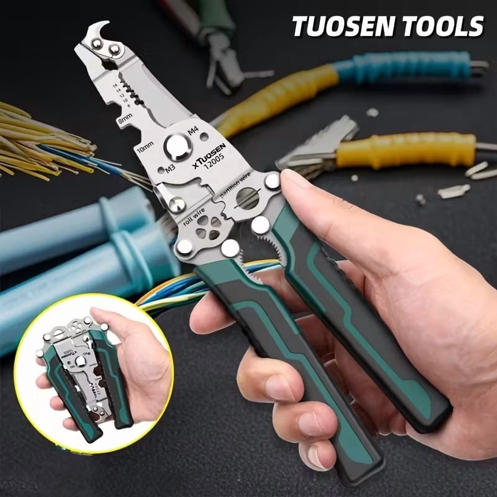 1pc, 18-in-1 Electrician Multitool: Foldable Wire Stripper with Hook Knife, Quick Stripping and Cutting, Screwdriver and Wrench, Suitable for DIY, Home, and Construction Projects