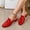 Red, variant on WZX Mules for Women Low Block Heel Closed Round Toe Slip on Backless Mules Shoes Comfortable Casual Classic Shopping Dating Party Slides Loafer Shoes