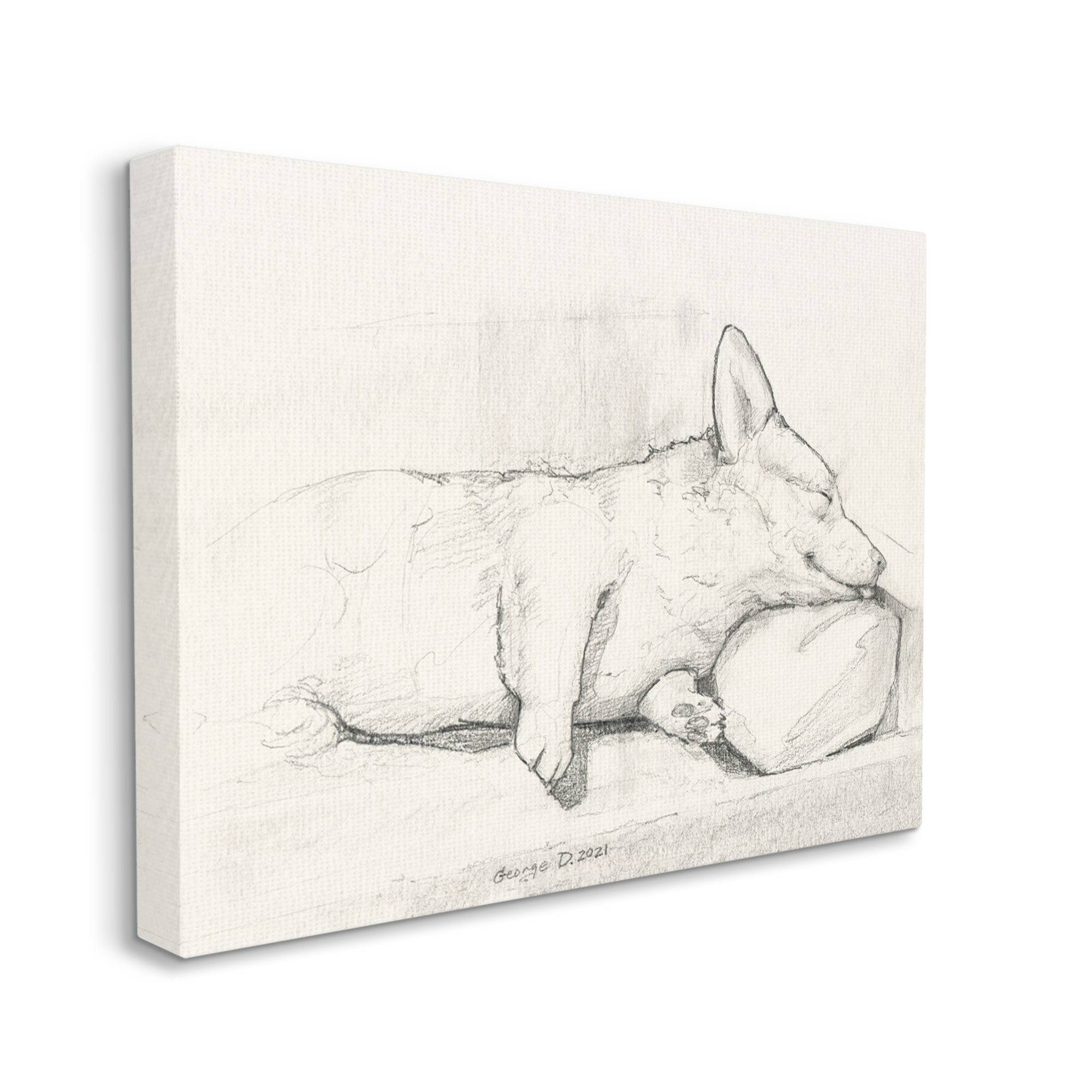 Stupell Industries Corgi Dog Lolling Tongue Graphite Pencil Sketch Drawing Print Gallery Wrapped Canvas Print Wall Art, Design by George Dyachenko