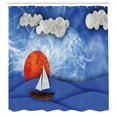 thumbnail image 3 of Ambesonne Nautical Shower Curtain, Ship on Misty Waters, 69"Wx84"L, Blue Orange White, 3 of 5