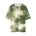 thumbnail image 6 of GaThRRgYP Womens Shirts under $5,Womens Summer Short Sleeve Tunic Tops,Women's Ladies Fashion Casual Cropped Short Sleeve Printing Loose Shirt Blouse Top Army Green S, 6 of 7