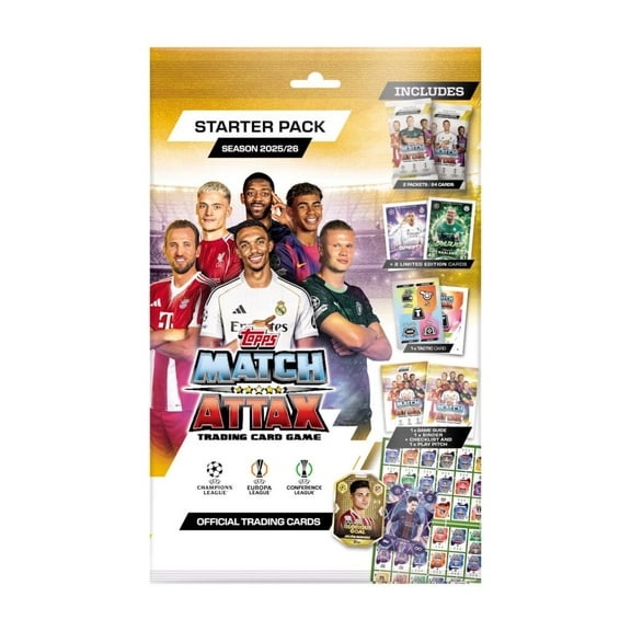 2025-26 Topps Match Attax Champions League Cards - Starter Pack (Album, 27 Cards 2 LE)