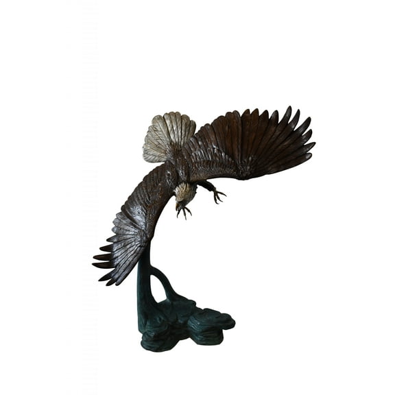 Giant Eagle in Action Looking for His Prey Bronze Statue Size: 78" x 28" x 74"H