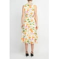 thumbnail image 6 of Maison Tara Scoop Neck Back Zipper Sleeveless Floral Midi Dress with Matching Chiffon Jacket, 6 of 7