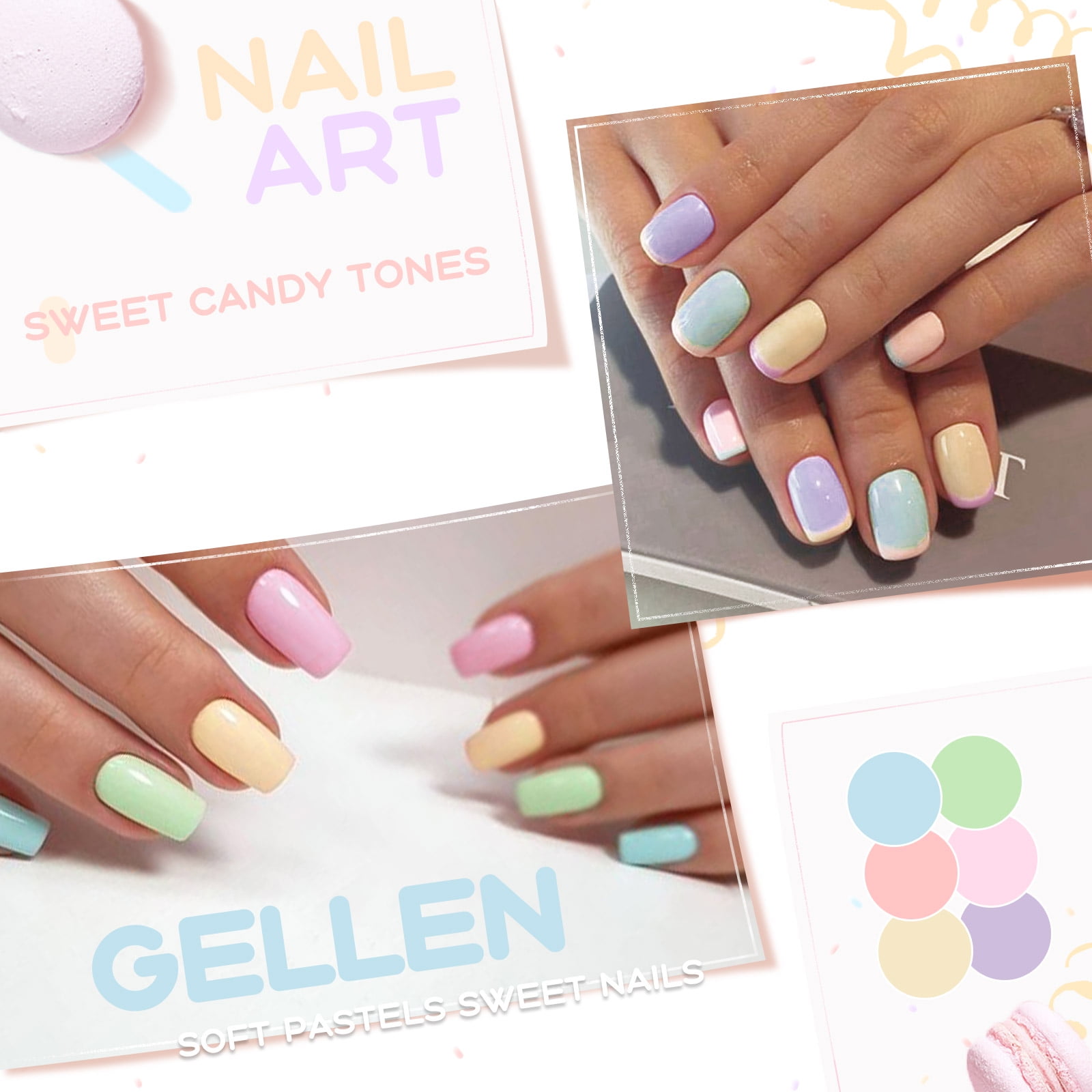 Gellen Gel Nail Polish Starter Kit with 54W UV Light, 6 Colors Light Macaron Gel Polish with Base and Top Coat, Soak Off Gel Polish Kit with UV Nail Lamp, Gel Nail Polish Kit Gift for Women