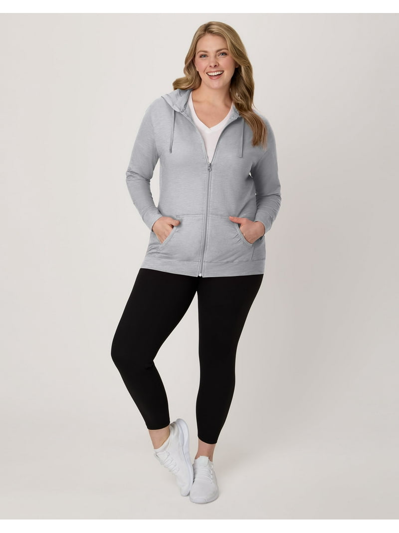 Hanes Women's Lightweight Slub Jersey Cotton Full-Zip Hoodie