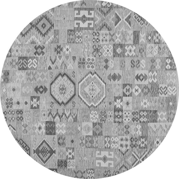 Ahgly Company Indoor Round Southwestern Gray Country Area Rugs, 7' Round