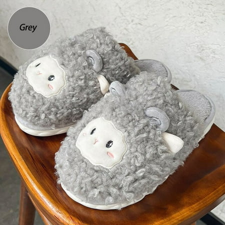 

CoCopeanut Cartoon Sheep Flip Flops for Women Kawaii Animals Plush Platform Ladies Home Slippers Winter Indoor Floor Faux Fur Shoes Slipper