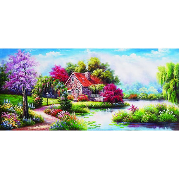 Wdftyju 5D DIY diamante pintura montaña cabaña en forma especial dibujo arte Kit decoración del hogar Wdftyju 4wj5gw5qk5ht4ns4