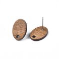thumbnail image 4 of Wood 20 pair Walnut Wood Stud Earring Findings with 304 Stainless Steel Pin Oval Coconut Brown 15~16x10~11mm Hole: 1.8mm Pin: 0.7mm, 4 of 4