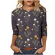 thumbnail image 2 of ICHUANYI Clearance Women's Fashion Printed Loose T-shirt 3/4 Sleeves Blouse Round Neck Casual Tops(Dark Gray, S) ICHUANYI WER2023081510243, 2 of 5