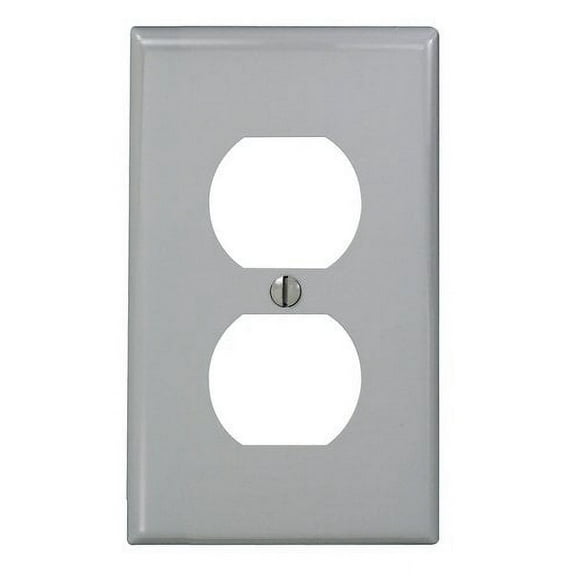 Leviton 80703-GY 1-Gang Duplex Receptacle Wall Plate, Standard Size Cover, Unreakable Thermoplastic, Device Mount, Gray (Pack of 1)