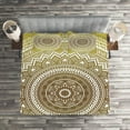 thumbnail image 2 of Mandala Coverlet Set King Size, Ombre Mandala Flower Pattern Queen Inspired Ethnic Prints Hippie Design, Quilted 3 Piece Decor Bedspread Set with 2 Pillow Shams, Mustard and White, by Ambesonne, 2 of 2
