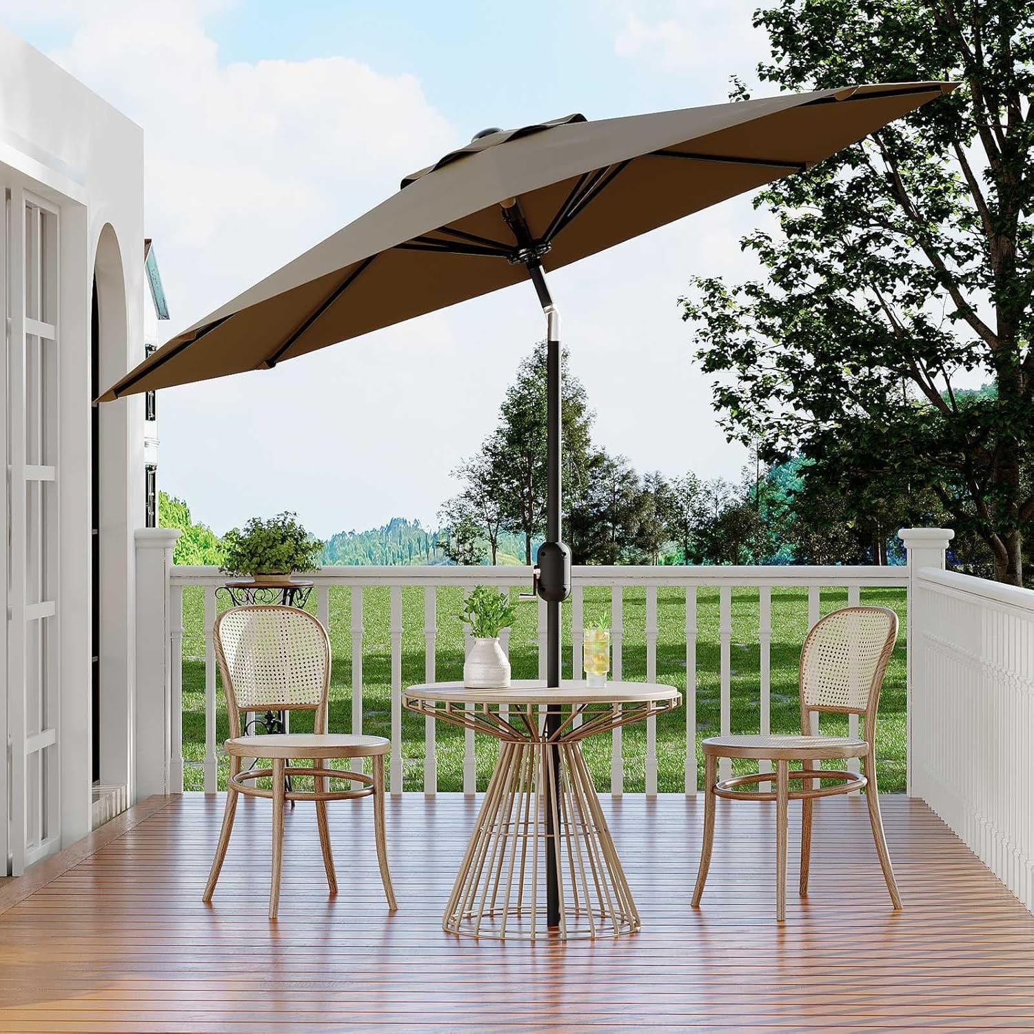 Garvee Outdoor Octagon Patio Umbrella, 8.69*8.69*7.87 ft, 8 Sturdy Ribs, Dust Color