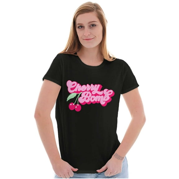 Cute Vintage Retro Cherry Bomb Womens Slim Fit Graphic Tee Brisco Brands S