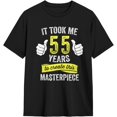thumbnail image 2 of Funny 55 Years Old Joke 55th Birthday Men's Cotton T-Shirts Casual Basic Crew Neck Tshirts Short Sleeve Tee Shirts,, 2 of 6