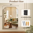 thumbnail image 6 of BEAUTYPEAK 24"x36" Arched Bathroom Mirror with Curved Top Modern Decorative Wall Mirror with Deep Frame, Silver, 6 of 6