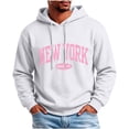 thumbnail image 2 of WIZUTIZ Men's Letter Print Fleece Pullover Hoodie With Kangaroo Pocket Long Sleeve Streetwear Casual Fall Winter Sweatshirt, 2 of 5