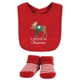 thumbnail image 3 of Set de babero y calcetín de algodón para bebés Hudson Moose Christmas, talla única, 3 of 5