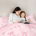 thumbnail image 5 of Erosebridal Kawaii Ribbon Bowtie Kids 7-Piece Bedding Comforter Set,Girls Pink Bow King Bedding Sets,Pink Reversible, 5 of 7