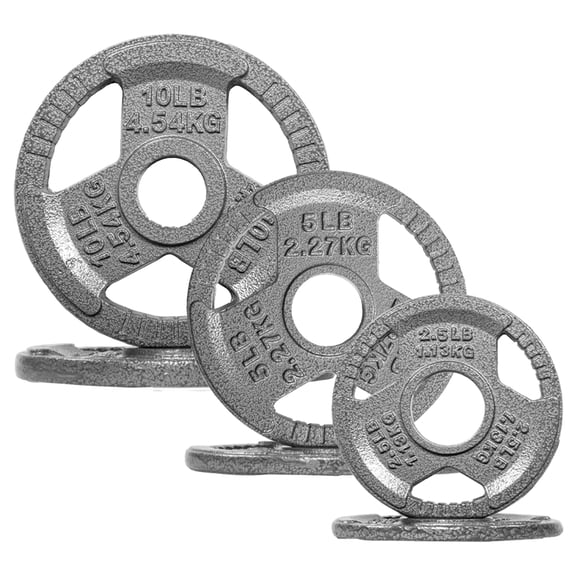 FlexWave 35LB Olympic 2" Cast Iron 3-Grip Weight Plates Set, Light Gray