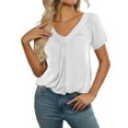 thumbnail image 5 of Fgnfyis T Shirts for Women Women's Casual Summer T Shirts Short Sleeve V Neck Tops Womens Tops White XXL, 5 of 8