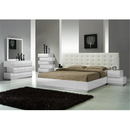 J & M Furniture 17687-NSL Milan Left Facing Night Stand in White Lacquer