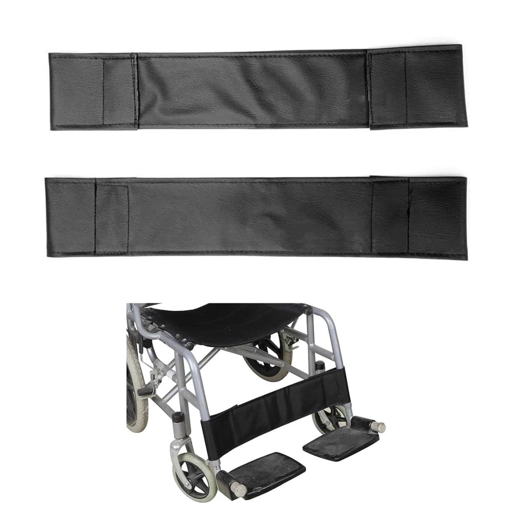 YXMEIGUO 2PCS Wheelchair Calf Straps, Transporter Leg Strap Support for Disabled Elderly, Wheelchair Leg Straps Oxford Footrest Support Straps, 20.5 x 3.9 Inch, Black