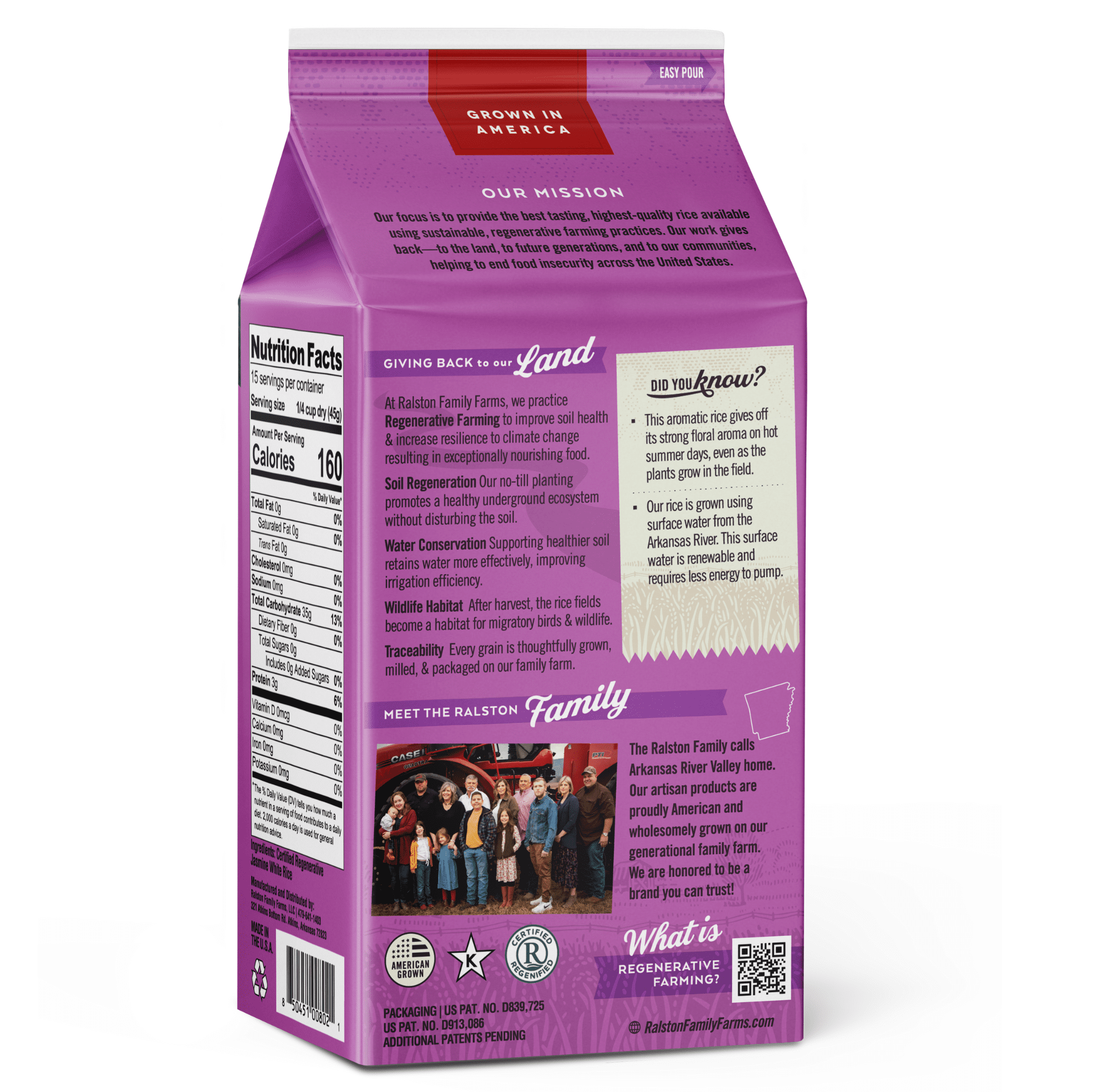 Ralston Family Farms Jasmine White Rice, 24 oz Carton: 6 Pack, American Grown, Non-GMO, Naturally Gluten Free