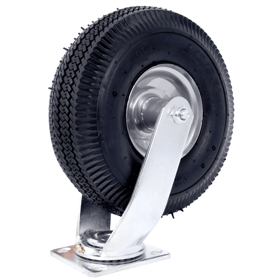 10" Pneumatic Swivel Caster Wheels with Ball Bearings, 5/8" Bore Axle, 2Pcs