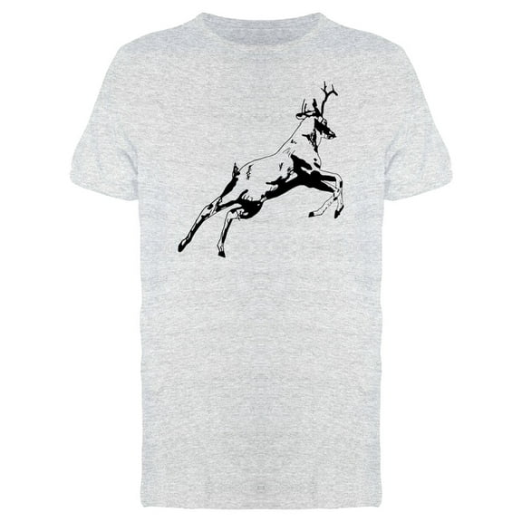 Jumping Deer Ink Art T-Shirt Men -Image by Shutterstock, Male Small