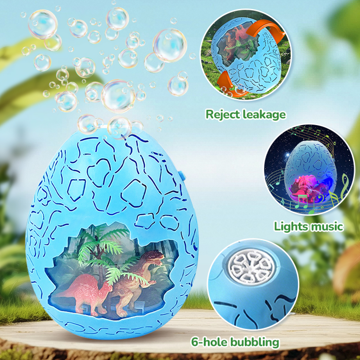 Dinosaur Eggs Bubbles Machine for Kids, Automatic Bubble Blower with Lights & Music for Boys Girls Ages 3-12 Indoor Outdoor Play, Birthday Gifts(Violet)