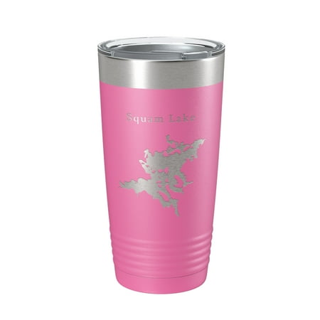 

Squam Lake Map Tumbler Travel Mug Insulated Laser Engraved Coffee Cup New Hampshire 20 oz Pink