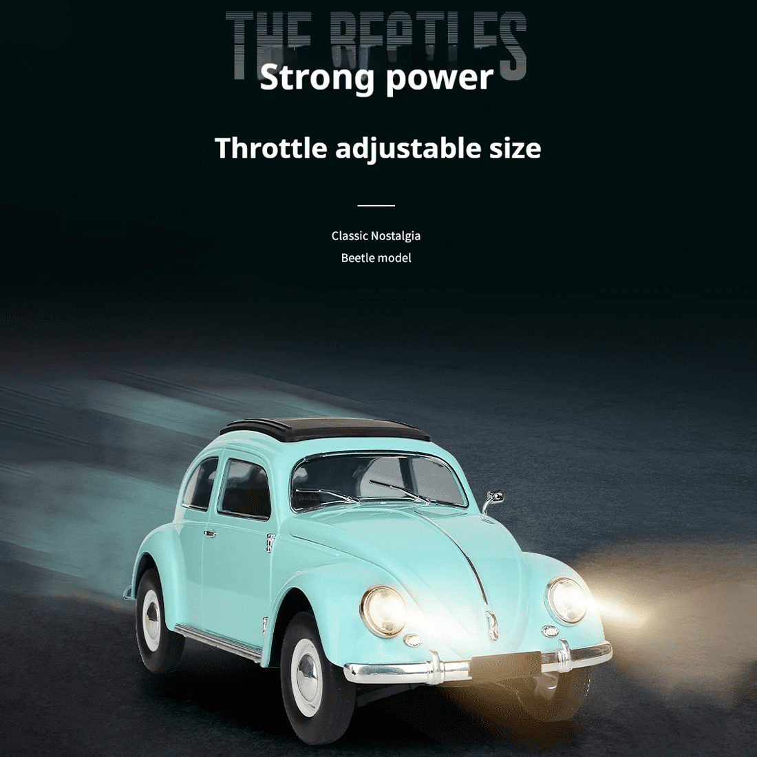 D62MINI Retro RC Beetle Car, 1:16 Scale Vintage RWD Drift Remote Control Car Model with 130 Motor & LED Lights, Gift for RC Enthusiasts