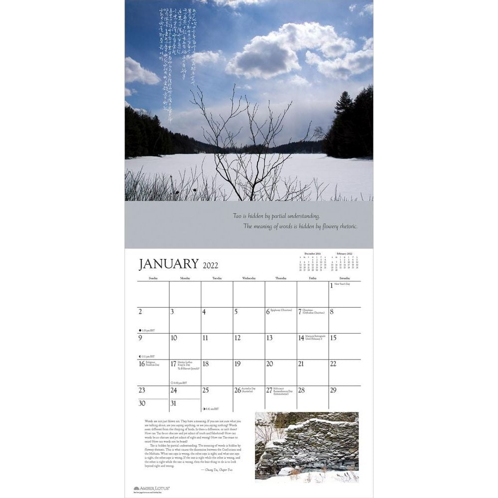 Tao 2022 Wall Calendar: Selections From The Tao Te Ching And Chuang Tsu: Inner Chapters (Other) - Walmart.com