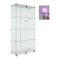 thumbnail image 5 of Holaki 64.56"H 4-Shelf 2 Doors Glass Display Cabinet with LED Light, Lockable Curio Cabinet Collection Multi Lighted Display Case, Floor-Standing Glass Bookshelf for Home Living Room Office (White), 5 of 9