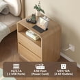 thumbnail image 4 of FANRAL Modern 2 Drawer Nightstand with Charging Station,Wooden Bedside Table with Curved Silhouette & Metal Handles,Natural Oak Night Stand, 4 of 6