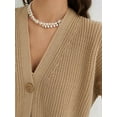 thumbnail image 6 of Women'S 2025 Fashion Casual Open-Front Long-Sleeved Chunky Knitted Sweater Jacket Khaki L, 6 of 8