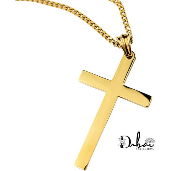 24K Gold Chain Style Cross Pendant Necklace 18",20",22",24"