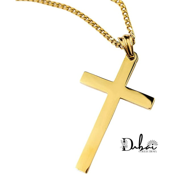24K Gold Chain Style Cross Pendant Necklace 18",20",22",24"