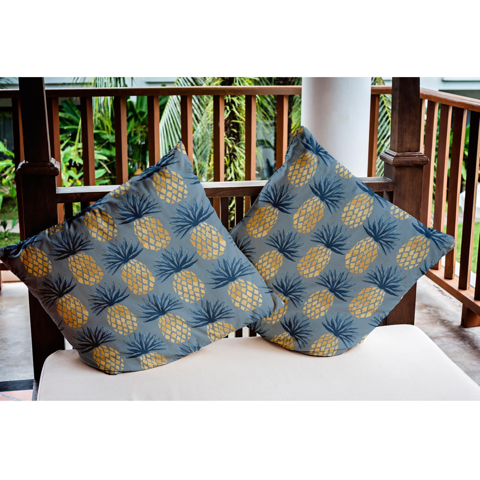 E by Design Pineapple Stripes Nautical Indoor/Outdoor Throw Pillow