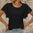 thumbnail image 6 of Womens Summer Tunic Tops Trendy Ruffle Short Sleeved Crew Neck T-Shirts Casual Flowy Classic Fit Blouses Outfit Workout Clothes, 6 of 8