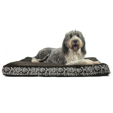 FurHaven Pet Dog Bed | Deluxe Orthopedic Plush Kilim Mattress Pet Bed for Dogs & Cats, Southwest Espresso, Extra