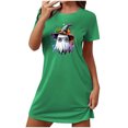 thumbnail image 2 of Sakmal Ultra-Soft Moomoo Nightgowns for Women Oversized Halloween Breathable Green Pajama Sleep Dress Crew Neck Short Short Sleeve Ghost Print Nightgowns S-2XL, 2 of 5