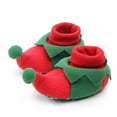 thumbnail image 2 of Visland 1 Pair Xmas Toddler Shoes Adorable Non-Slip Soft Sole Exquisite Pattern Extra-Thick Keep Warm Wear-resistant Santa Claus Xmas Tree Baby Shoes Photo Prop Baby Supplies, 2 of 6