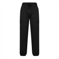thumbnail image 5 of ZQUUVOU Mens Jogger Cargo Pants Solid Color Pocket Drawstring Elastic Waist Trousers Black, 5 of 6