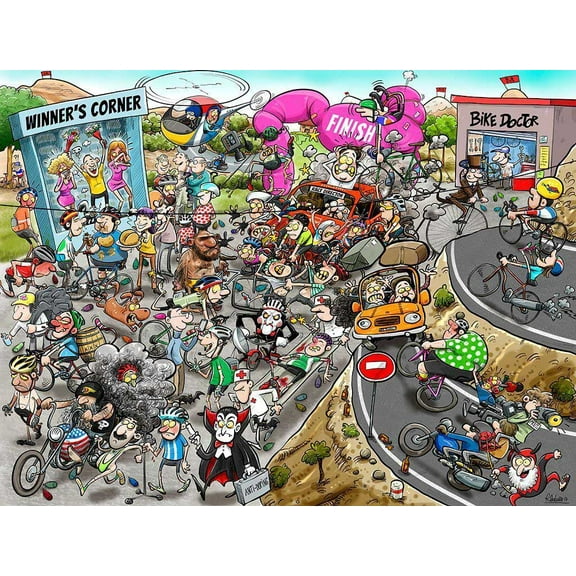 Chaos at the Cycling Tournament, a 1000-piece Puzzle by Map Marketing