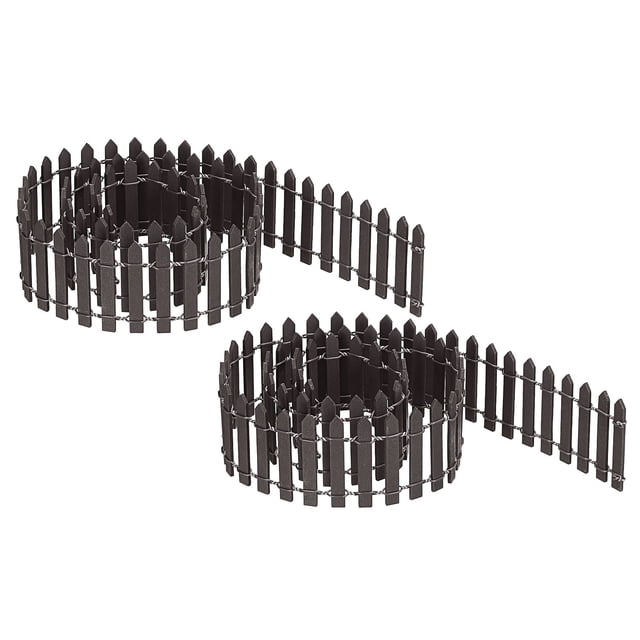 Unique Bargains Miniature Garden Fence, 35 Inch Long Decorative Picket Fence, Coffee Color 2Pack