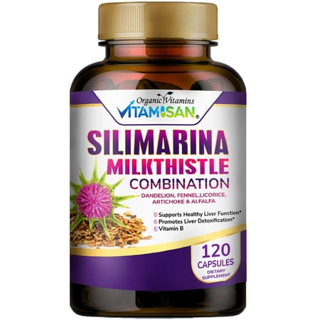 Vitamisan Silimarina Milk Thistle Combination 120 Capsules – Liver Support Supplement with Milk Thistle Extract, Dandelion, Artichoke, Alfalfa & Fennel Seed