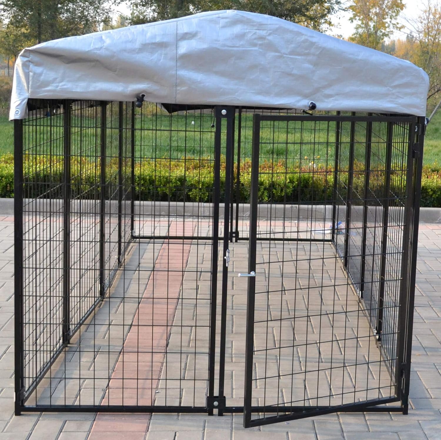Omitree NEW Modular Heavy Duty Dog Kennel Welded Steel Panel Pet Cover 4' W x 8' L x 4' H